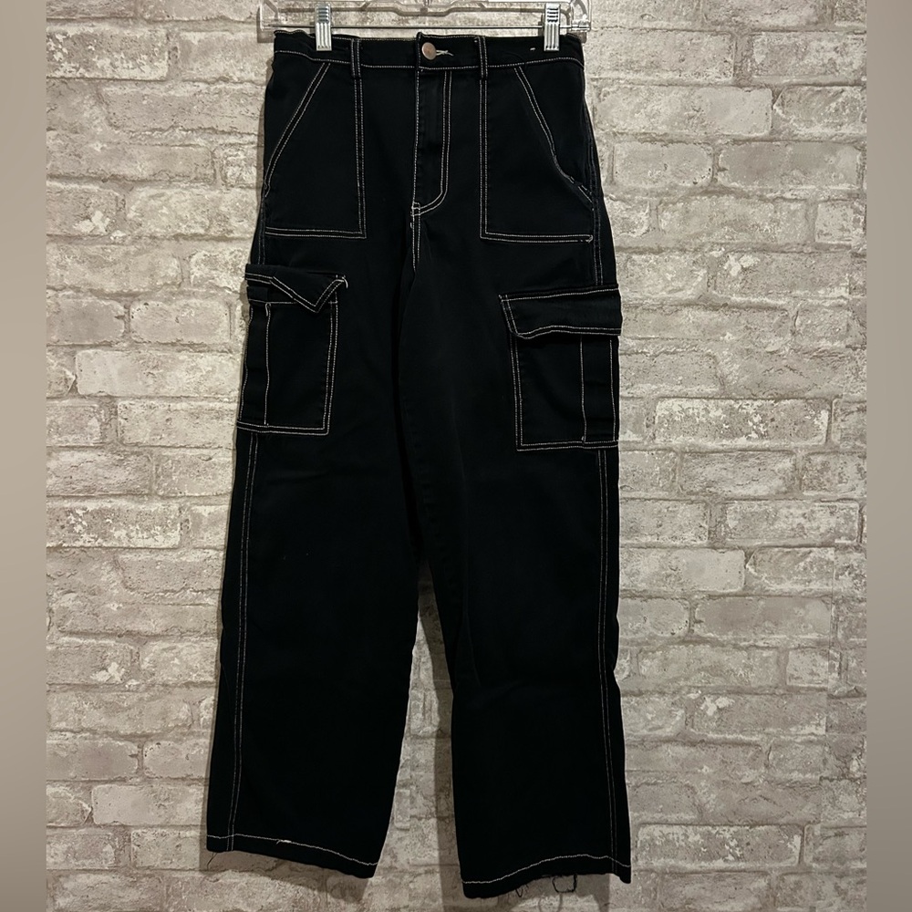 Black Denim Cargo Jeans - Picture 7 of 12